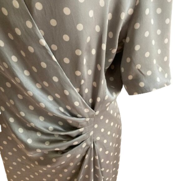 Escada by Margaretha Ley Dress Vintage Silk Midi Faux Wrap Polka Dots sz 42 - Picture 12 of 14